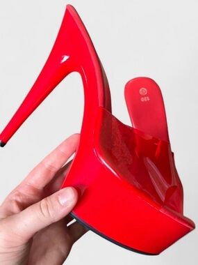 Cherry Red Stiletto Platform Heels Size 43 / 11